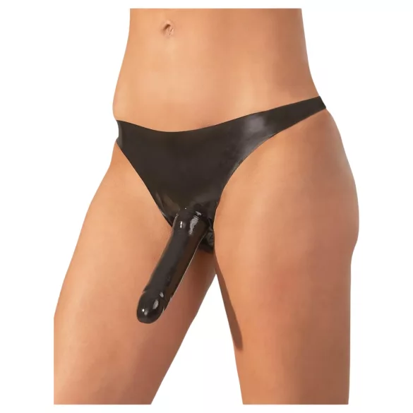 LATEX - underbyxa med yttre dildo - svart - S-L