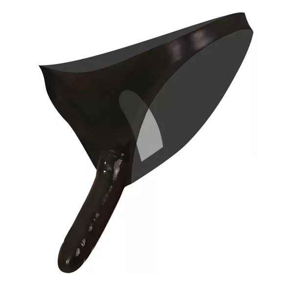 LATEX - underkläder med dubbla dildos - svart - S-L