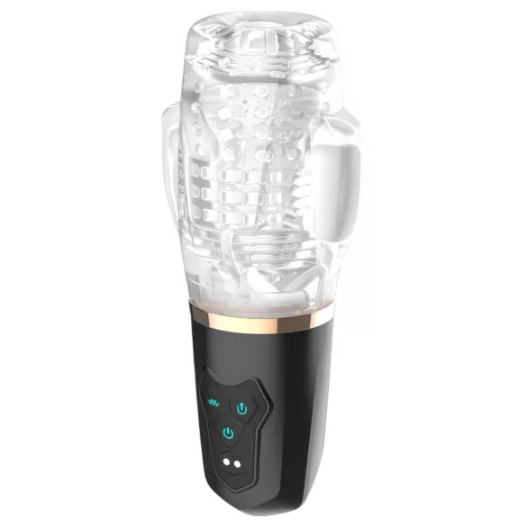 Funny Me Rocket Cup - masturbator med sug och vibration - transparent/svart