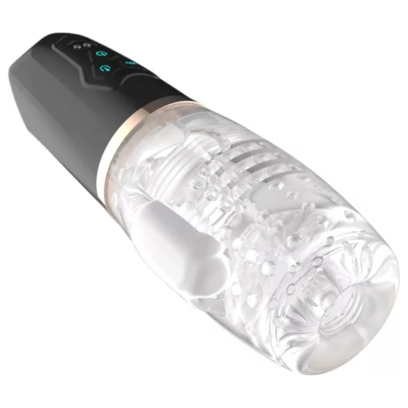 Funny Me Rocket Cup - masturbator med sug och vibration - transparent/svart