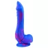 Inkipus - dildo med pung - silikon - 18 cm - blå/rosa