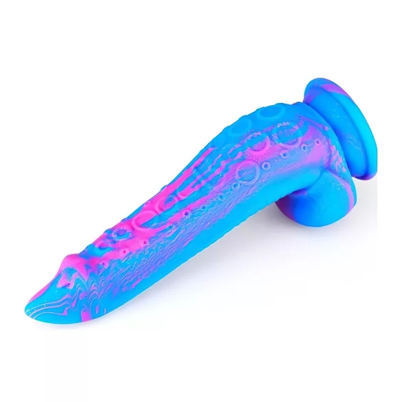 Inkipus - dildo med pung - silikon - 18 cm - blå/rosa
