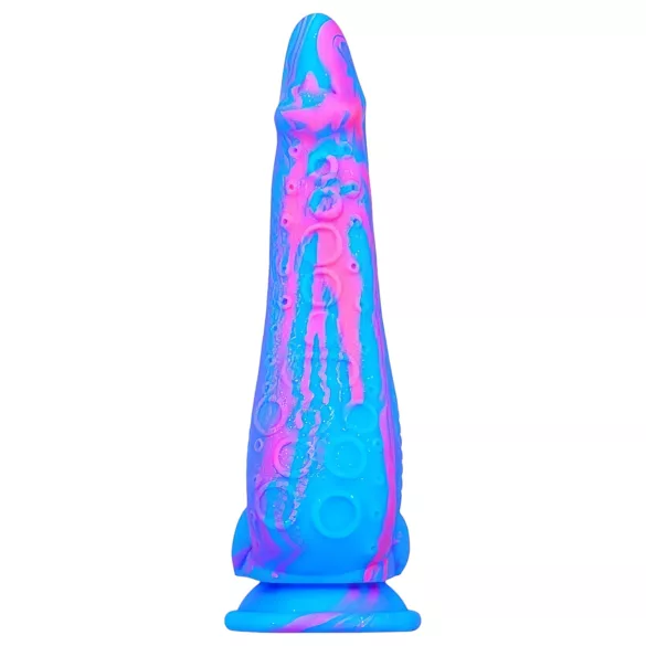 Inkipus - dildo med pung - silikon - 18 cm - blå/rosa