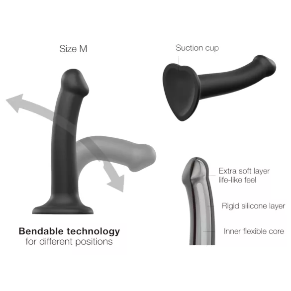 Strap-on-me - dubbeldildo - dubbel lager - svart
