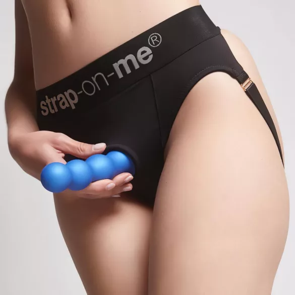 Strap-on-me - dildo med kulor och sugkopp - blå - S