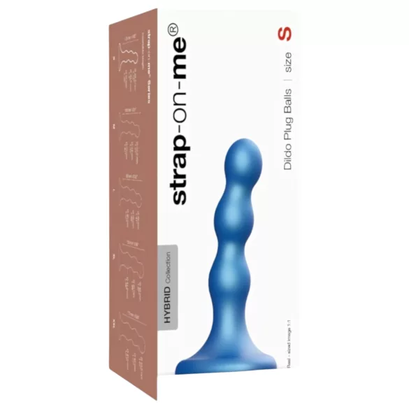 Strap-on-me - dildo med kulor och sugkopp - blå - S