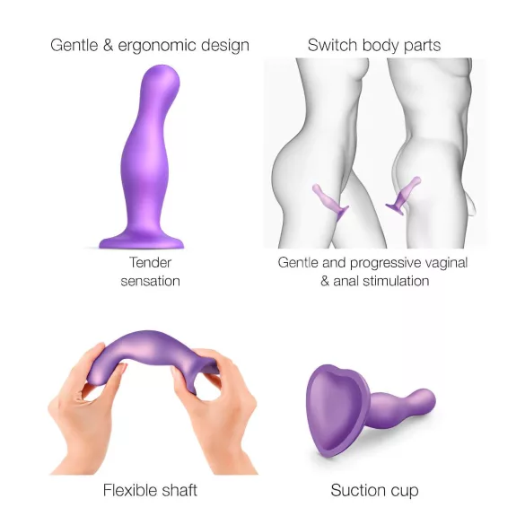 Strap-on-me Curvy S - vågig dildo med sugpropp (lila)