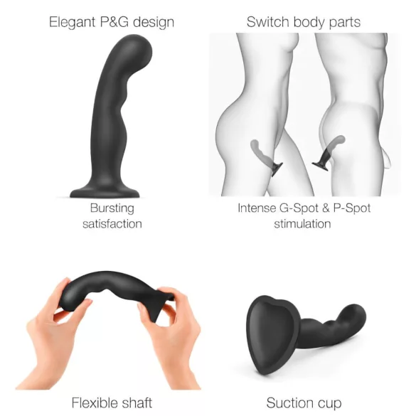 Strap-on-me - dildo med sugkopp - böjd - svart - S