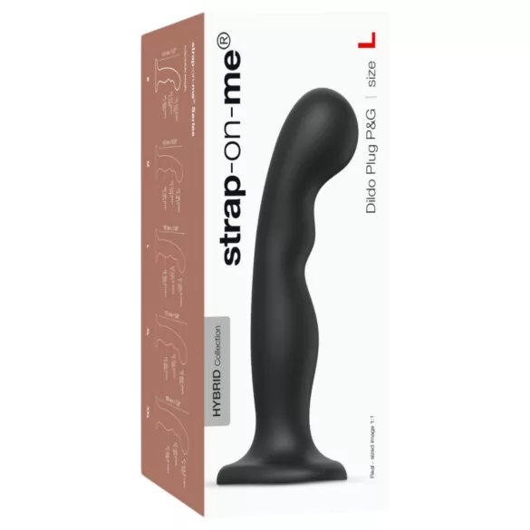 Strap-on-me - böjd dildo med sugpropp - svart - storlek L