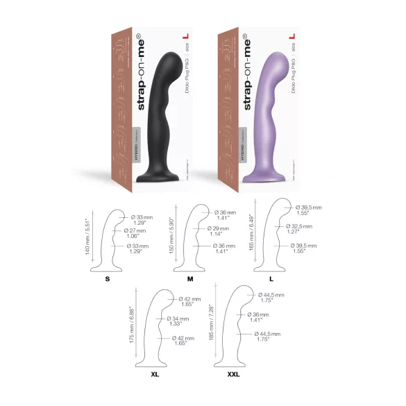 Strap-on-me - böjd dildo med sugpropp - svart - storlek L