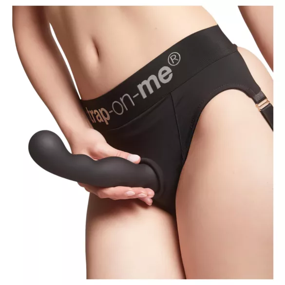 Strap-on-me - böjd dildo med sugpropp - svart - storlek L