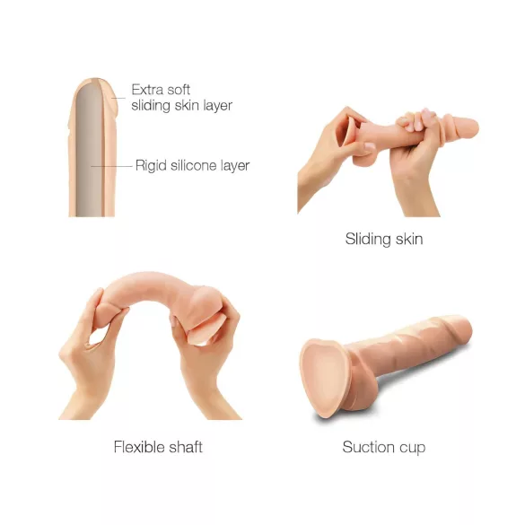 Strap-on-me - dildo med sugkopp - två lager - naturfärg - S