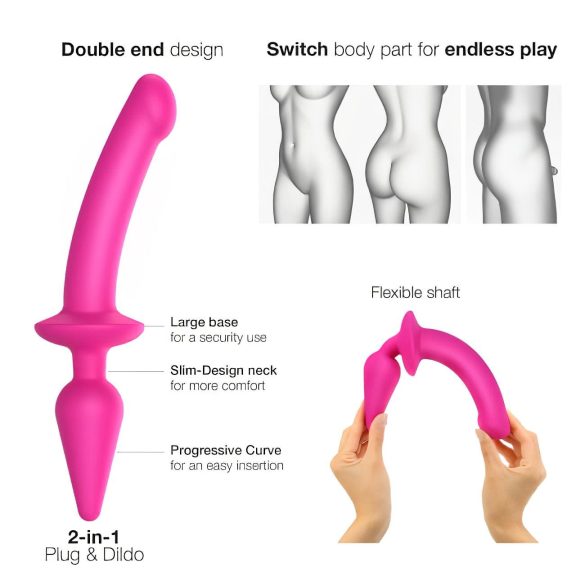 Strap-on-me Switch Halvrealiskt L - 2-i-1 silikon dildo (rosa)