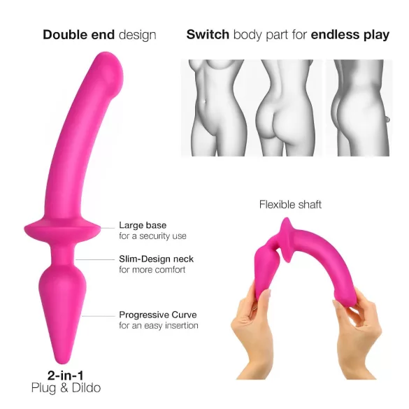 Strap-on-me Switch Semi-Realistic XXL - 2-i-1 dildo (rosa)