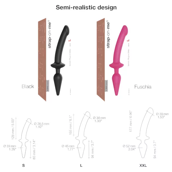 Strap-on-me Switch Semi-Realistic XXL - 2-i-1 dildo (rosa)