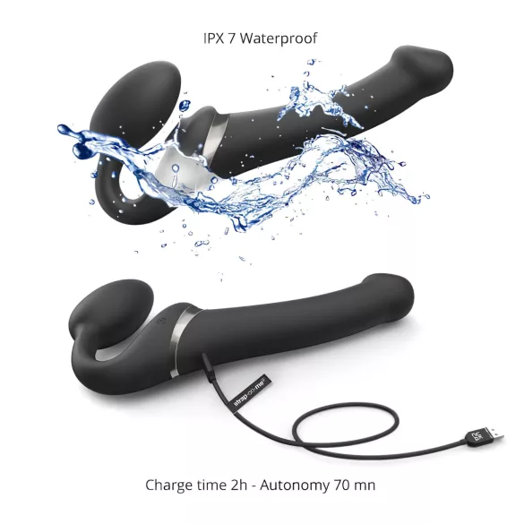 Strap-on-me - strap-on vibrator med luftvåg - svart