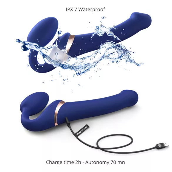 Strap-on-me S - påspänningsbar, luftvågsvibrator - (blå)