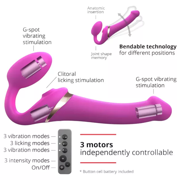 Strap-on-me M - påsättbar luftvågsvibrator (rosa)