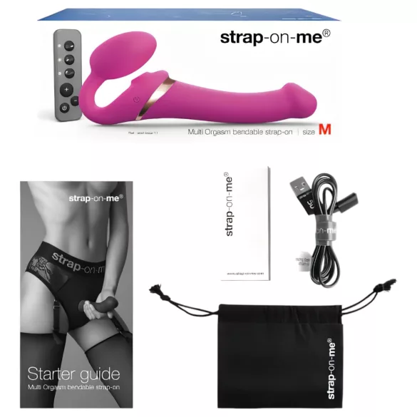 Strap-on-me M - påsättbar luftvågsvibrator (rosa)