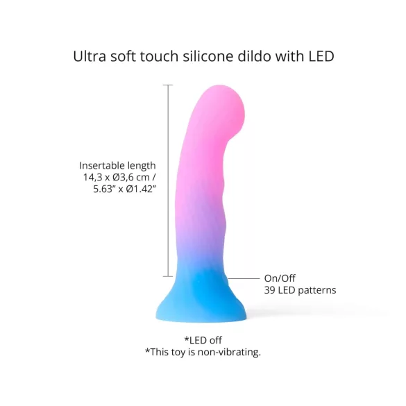 Love to Love Candy Loop - lysande LED-dildo i silikon (rosa-blå) - 16,9 cm