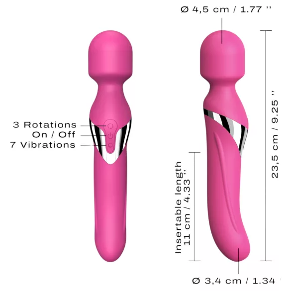 Dorcel Dual Orgasms - uppladdningsbar 2‑i‑1 massagevibrator (rosa)