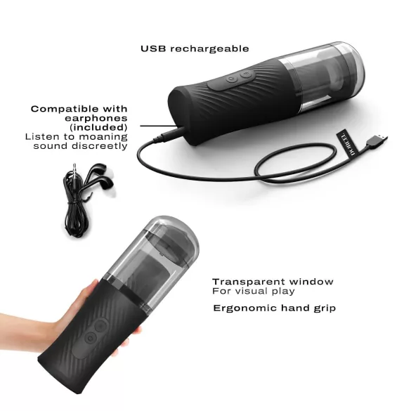 Dorcel - masturbator med thrust-funktion - uppladdningsbar - svart