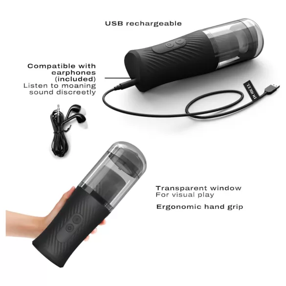 Dorcel - masturbator med thrust-funktion - uppladdningsbar - svart