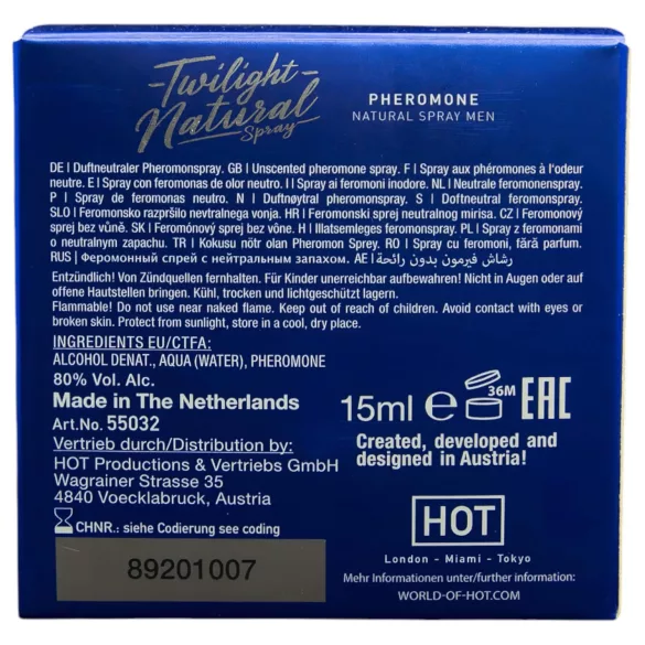 HOT Twilight Natural - feromonparfym för män - doftfri - 15ml