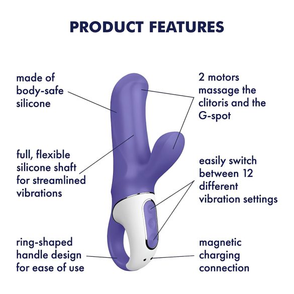 Satisfyer Magic Bunny - rabbit vibrator med klitorisarm - vattentät - blå