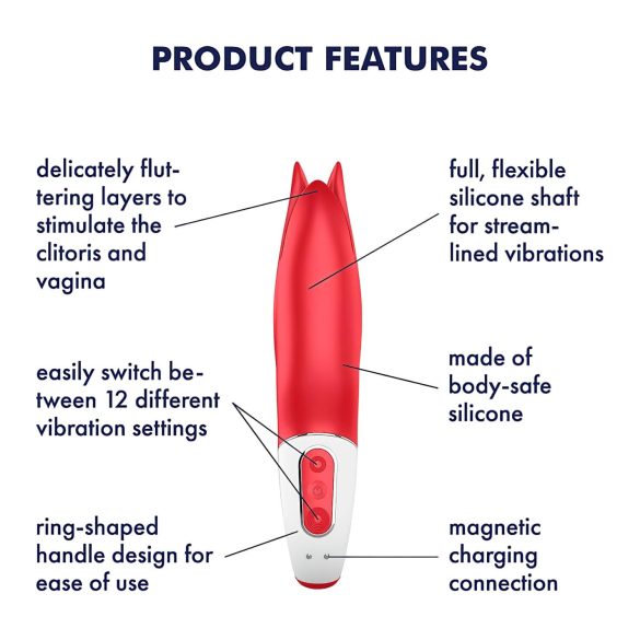 Satisfyer Power Flower - uppladdningsbar, vattentät vibrator (röd)
