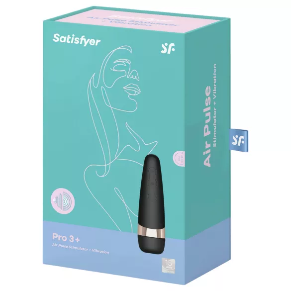 Satisfyer Pro 3+ - vattentät, uppladdningsbar klitorisstimulator/vibrator (svart)