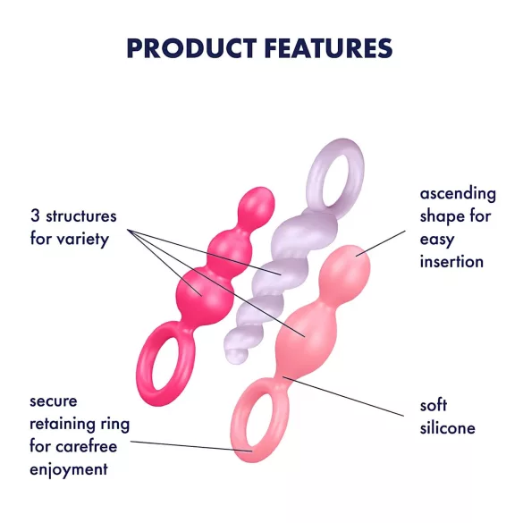 Satisfyer Booty Call - analpluggsset - 3 delar - färgglada