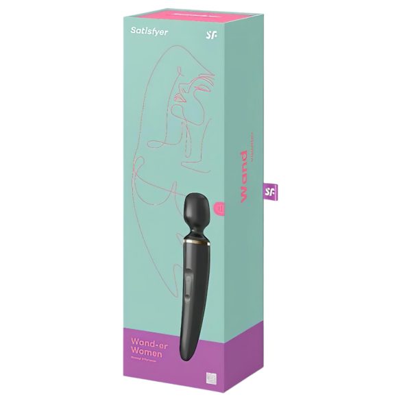 Satisfyer Wand-er Woman - massagevibrator - vattentät - svart