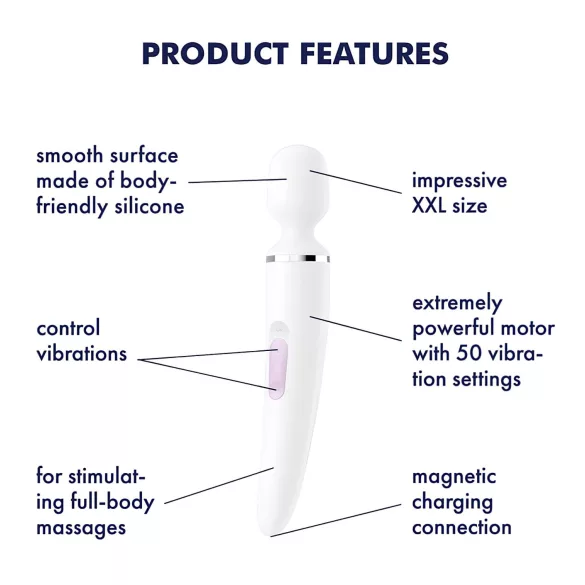 Satisfyer Wand-er Woman - vattentålig massagevibrator (vit)