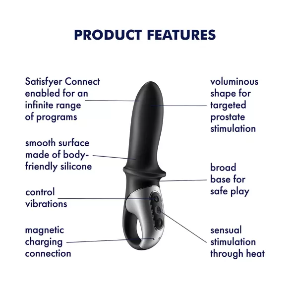 Satisfyer Hot Passion - App-styrd värmande analvibrator (svart)