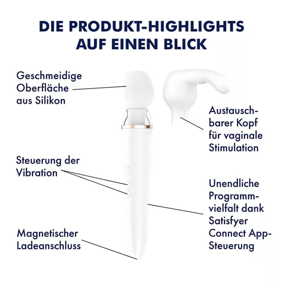 Satisfyer Double Wand-er - massagevibrator med appstyrning - vit