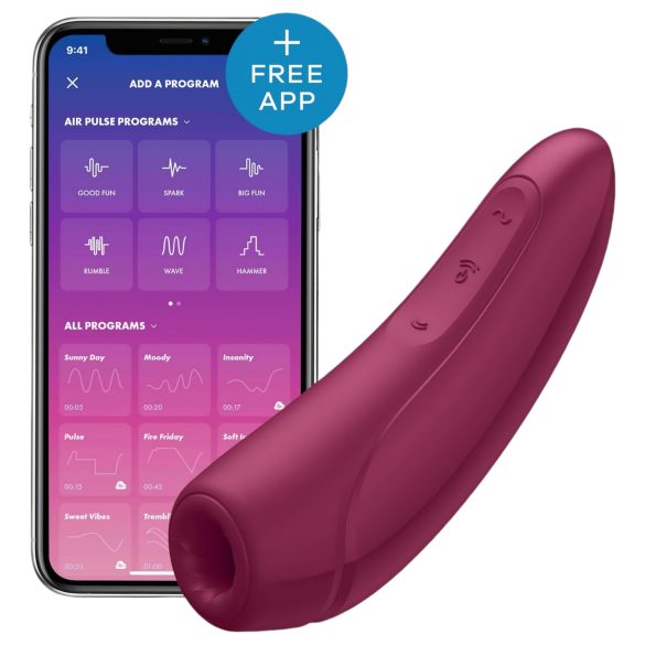 Satisfyer Curvy 1+ - lufttryck vibrator för klitoris - röd - appstyrd