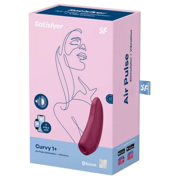 Satisfyer Curvy 1+ - lufttryck vibrator för klitoris - röd - appstyrd