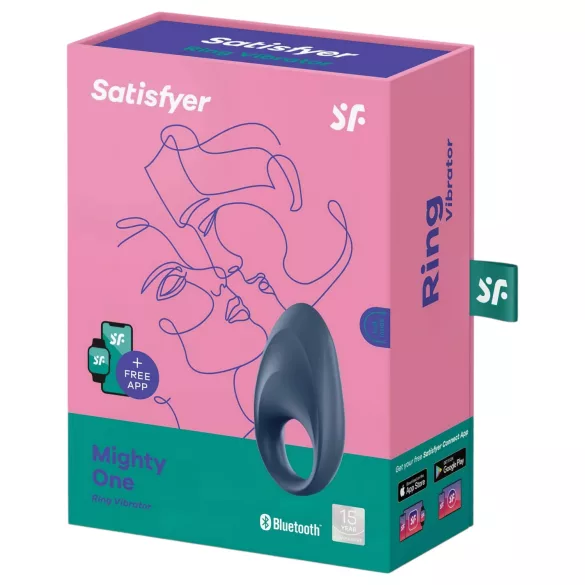 Satisfyer Mighty One - penisring med vibration - bluetooth - silikon blå