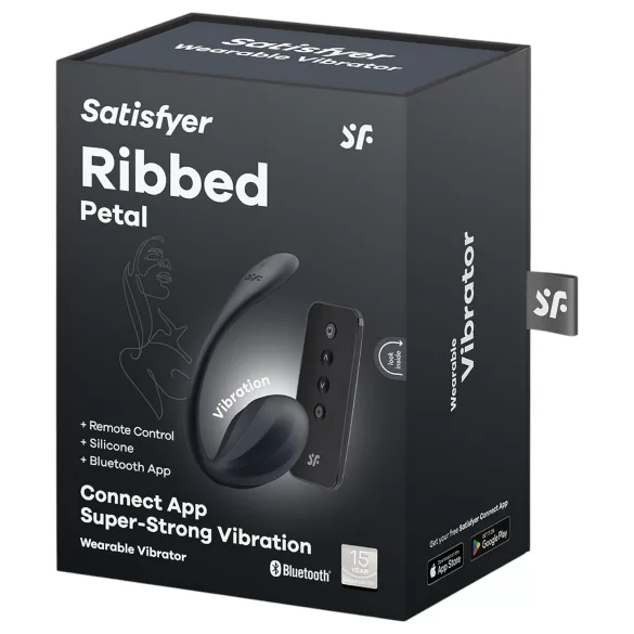 Satisfyer Ribbed Petal - bärbart vibrerande ägg med fjärrkontroll (svart)