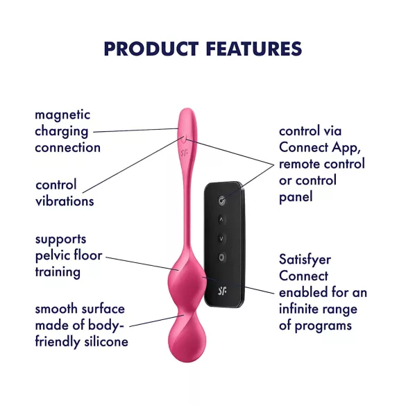 Satisfyer Love Birds 2 - App-styrd vibrerande geishakulor (rosa)