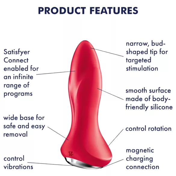Satisfyer Rotator Plug 1 - pärlformad analvibrator (röd)