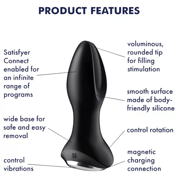 Satisfyer Rotator Plug 2 - pärlformad analvibrator (svart)
