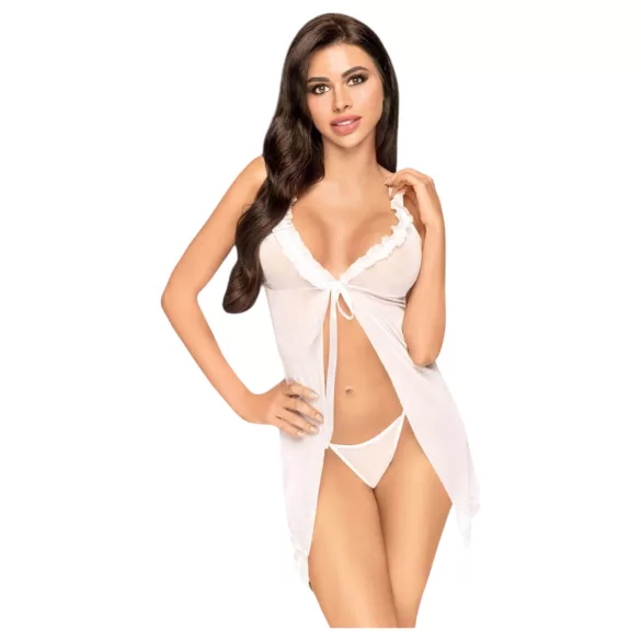 Penthouse After Sunset - babydoll och stringtrosor - transparent - vit - L/XL