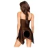 Penthouse - babydoll set - spets och rosmönster - svart - L/XL