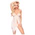 Penthouse Sweet Beast - Rosblommigt babydoll-set (vit) - L/XL