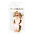 Penthouse - spetssatin morgonrock och stringtrosa - vit - XL
