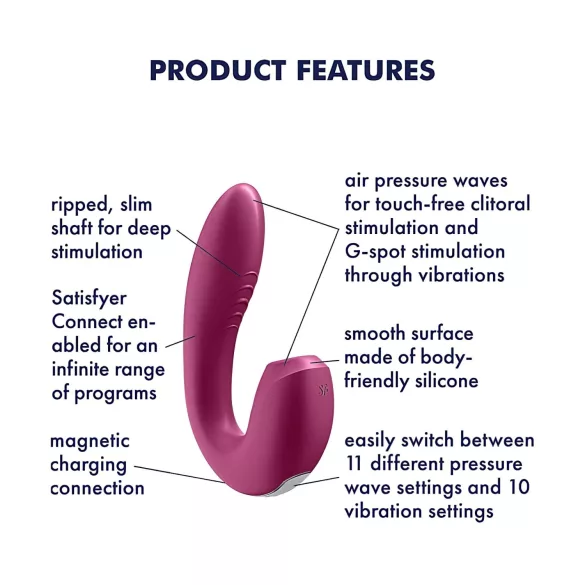 Satisfyer Sunray - uppladdningsbar 2‑i‑1 lufttrycksvibrator (röd)