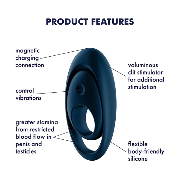 Satisfyer Glorious Duo - vibratorring för par - silikon blå