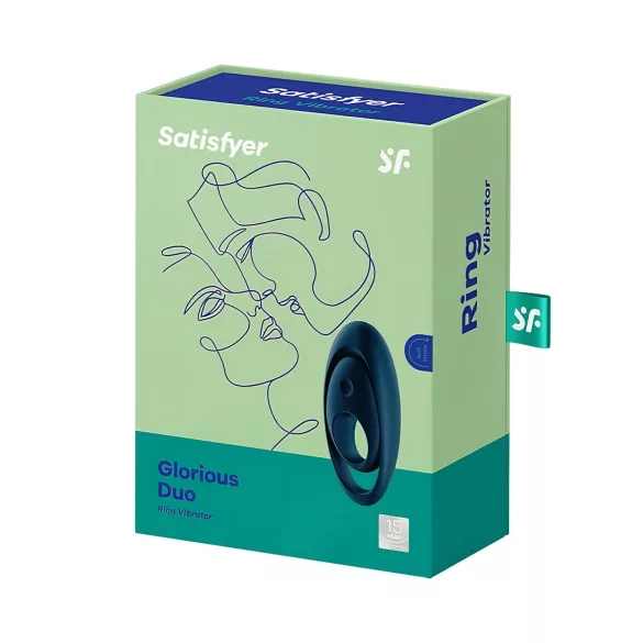Satisfyer Glorious Duo - vibratorring för par - silikon blå